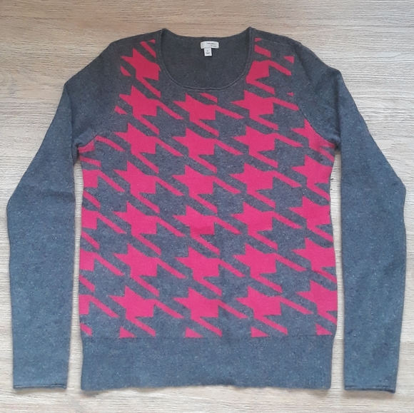 Halogen Gray Cashmere Sweater  Pink Geometric Design - Size XS Pullover Sweater - Picture 12 of 12